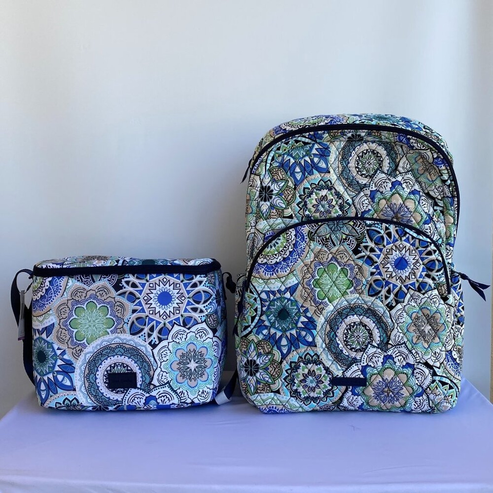 Vera Bradley Large Essential Backpack Nwt Sketched Medallion + Matching Cooler